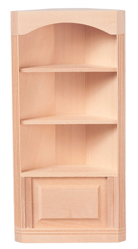Dollhouse Miniature Corner Cabinet W/ 3 Shelves